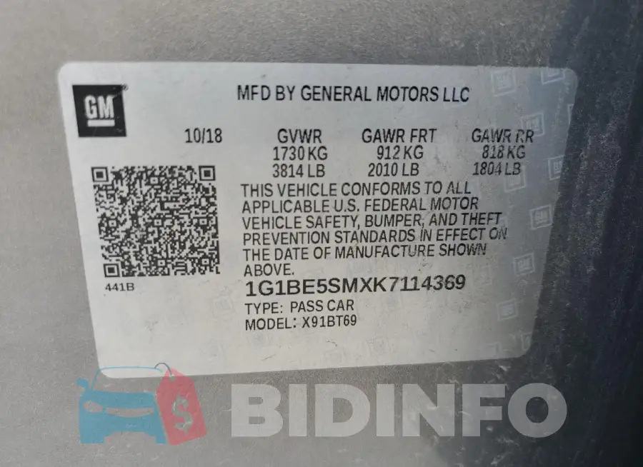 1G1BE5SMXK7114369 Photo# 12