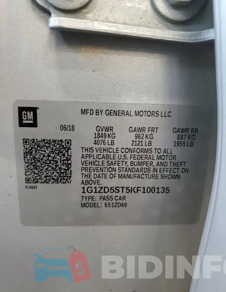 1G1ZD5ST5KF100135 Photo# 13