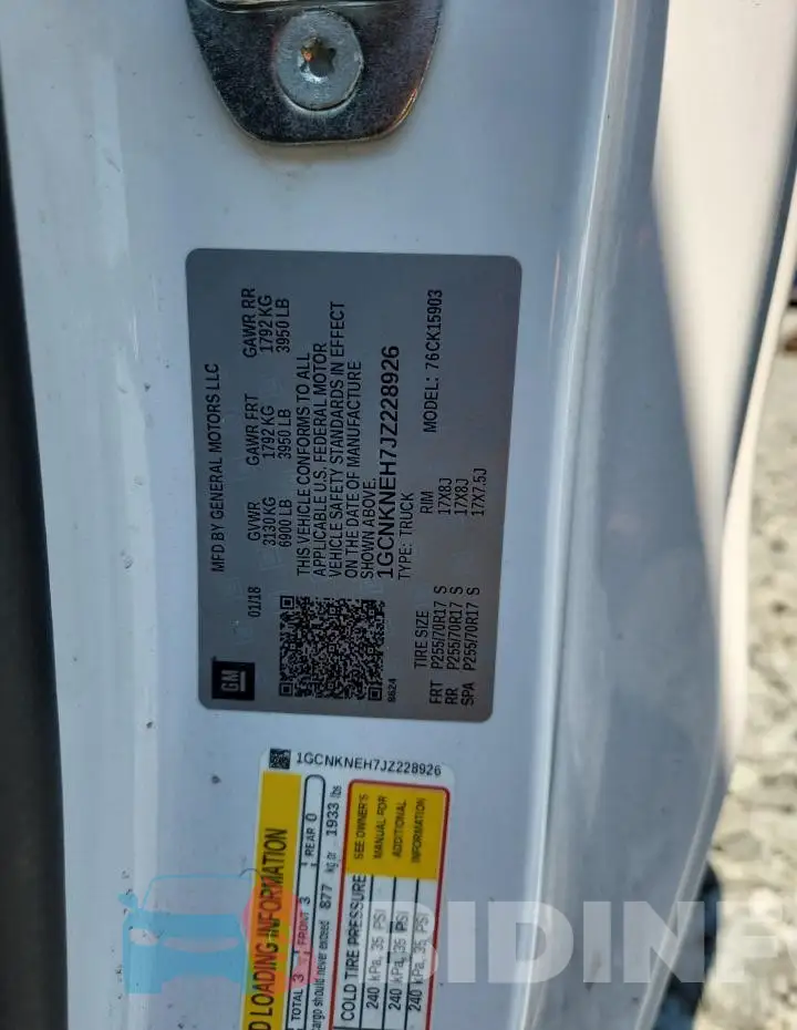 1GCNKNEH7JZ228926 Photo# 12