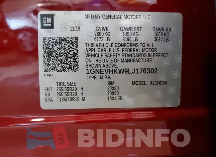 1GNEVHKW9LJ176302 Photo# 13