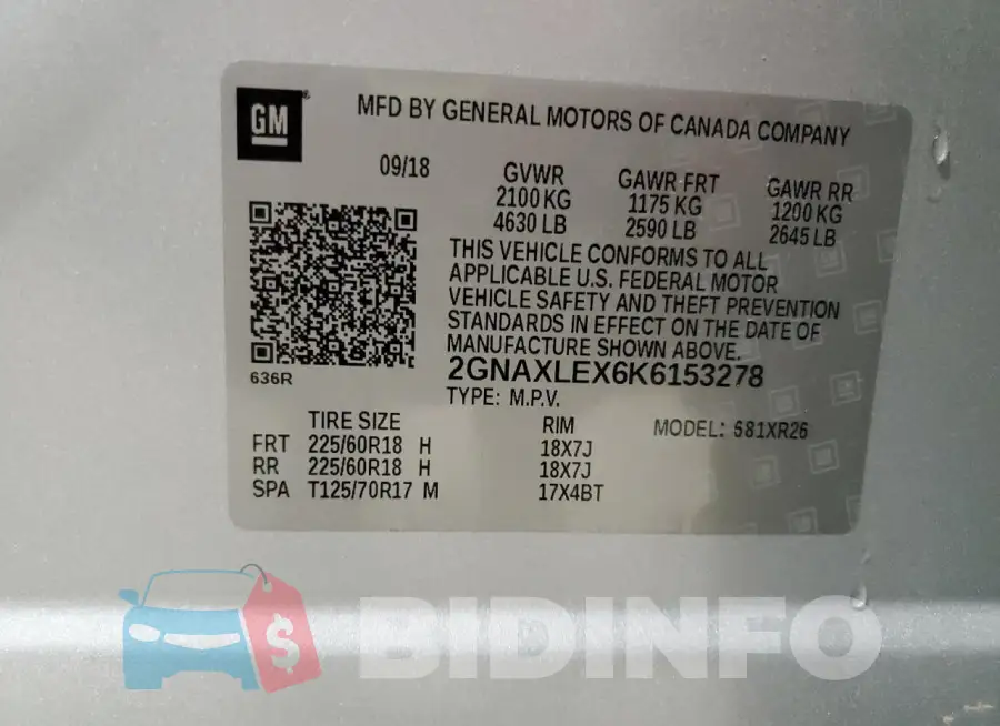 2GNAXLEX6K6153278 Photo# 13