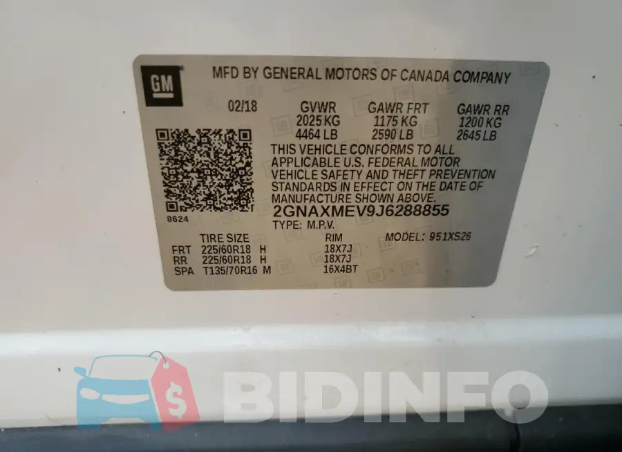 2GNAXMEV9J6288855 Photo# 14