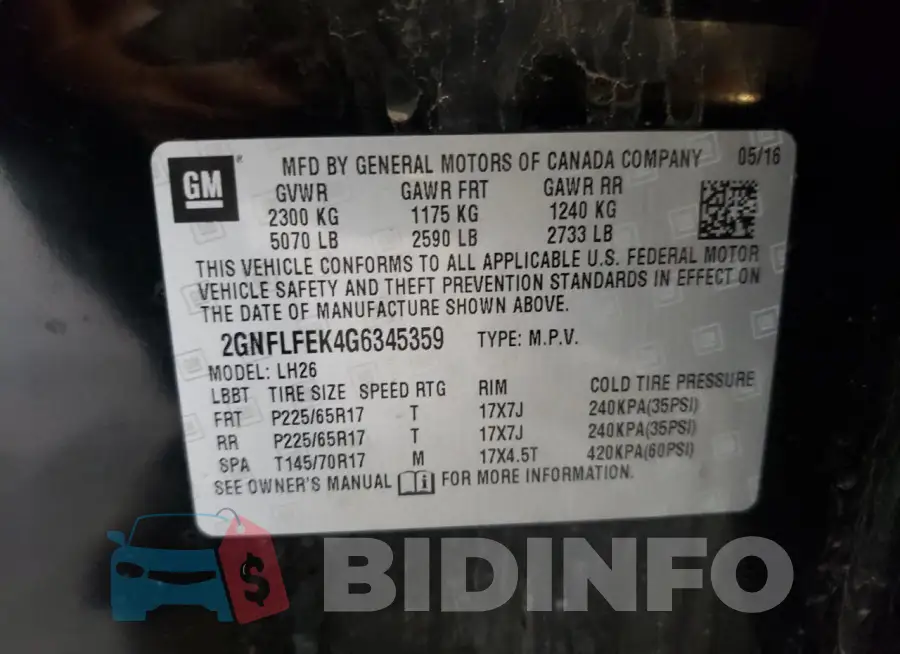 2GNFLFEK4G6345359 Photo# 13