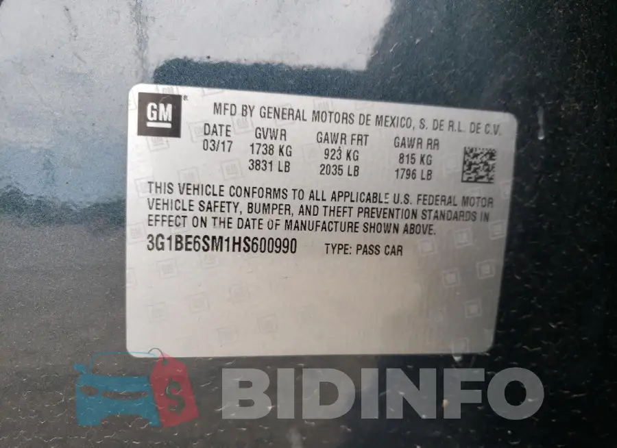 3G1BE6SM1HS600990 Photo# 12