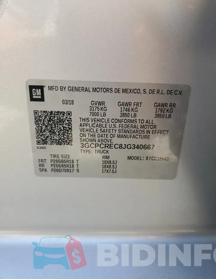 3GCPCREC8JG340667 Photo# 12