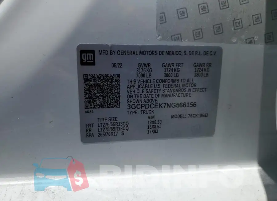3GCPDCEK7NG566156 Photo# 12