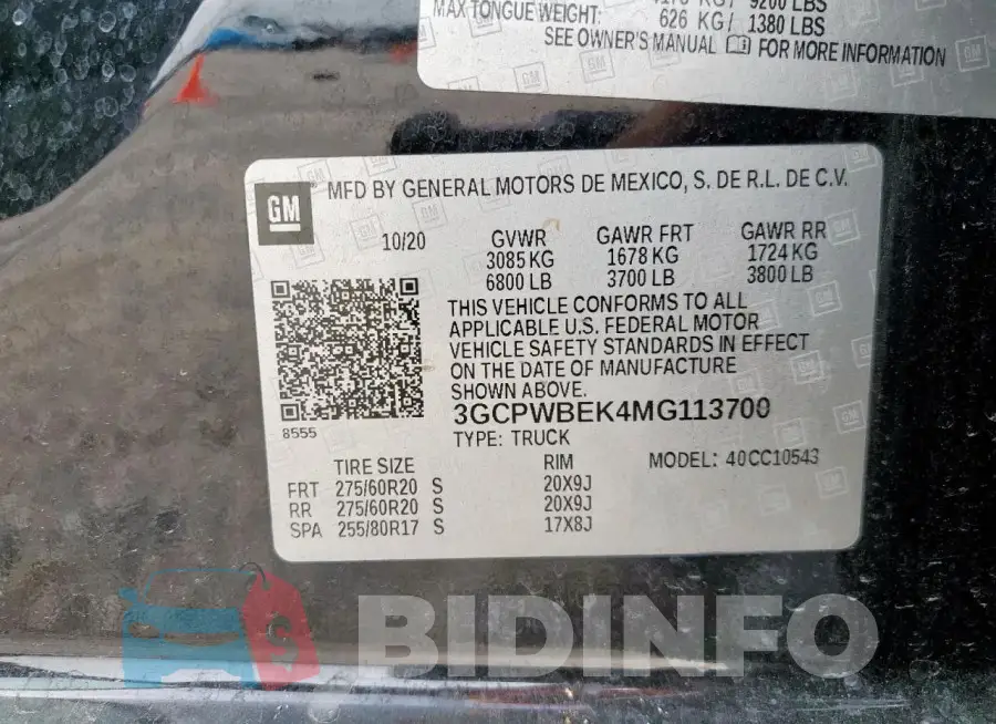 3GCPWBEK4MG113700 Photo# 12