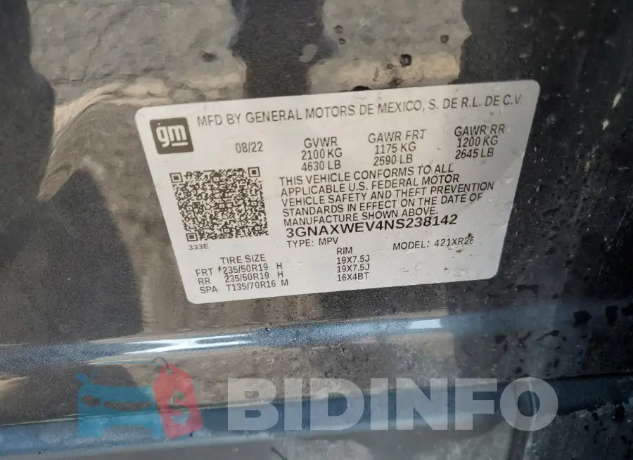 3GNAXWEV4NS238142 Photo# 14