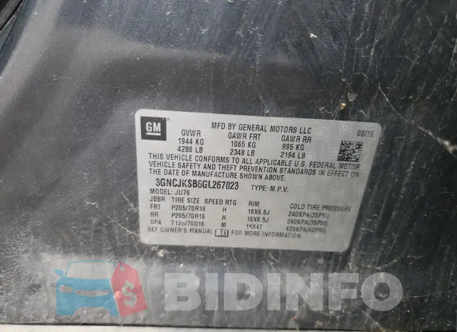 3GNCJKSB6GL267023 Photo# 13