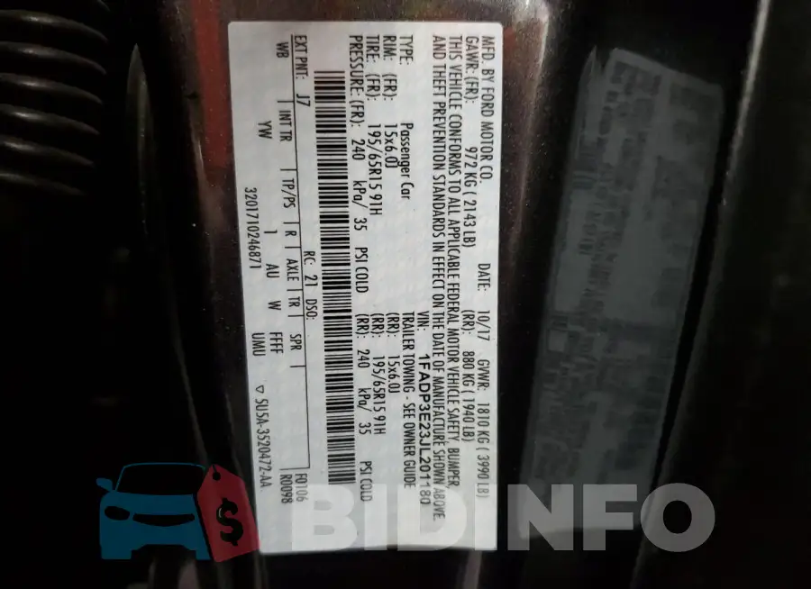 1FADP3E23JL201180 Photo# 13