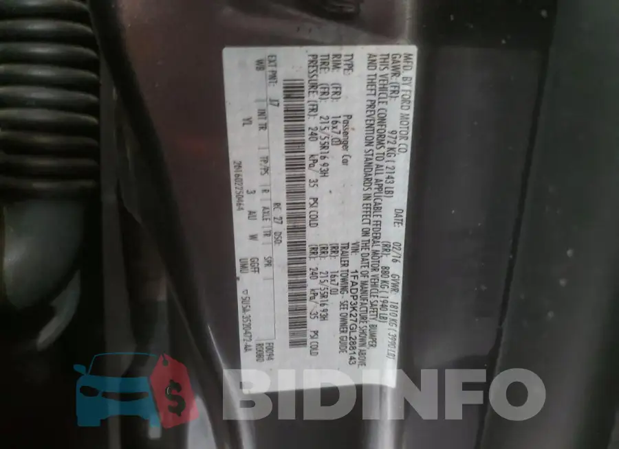 1FADP3K27GL288143 Photo# 13