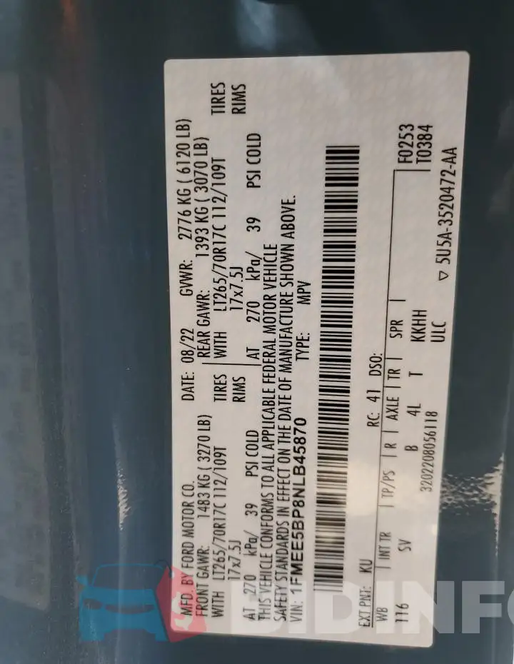 1FMEE5BP8NLB45870 Photo# 12