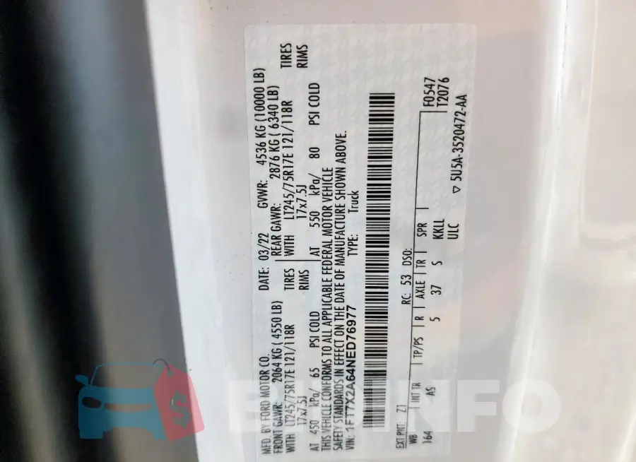 1FT7X2A64NED76977 Photo# 12
