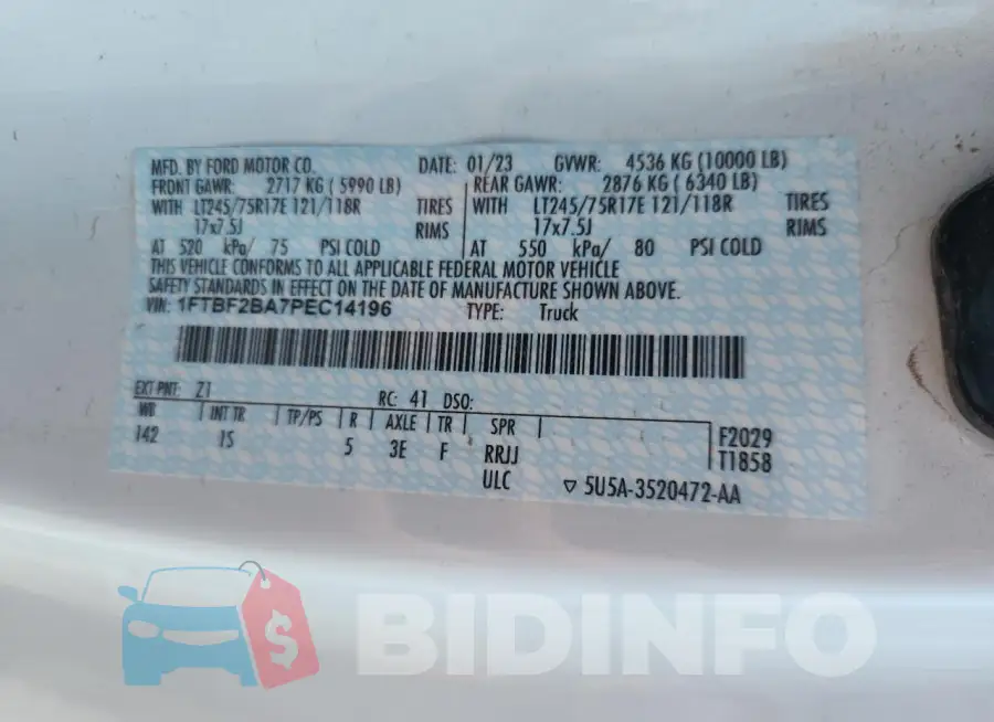 1FTBF2BA7PEC14196 Photo# 12