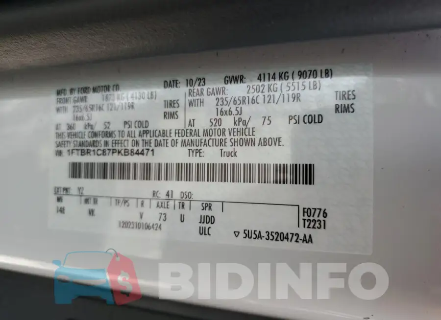 1FTBR1C87PKB84471 Photo# 12