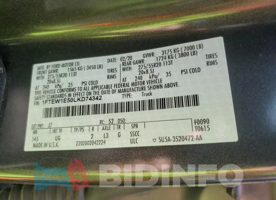 1FTEW1E50LKD74342 Photo# 12