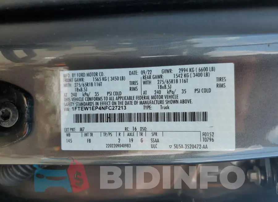 1FTEW1EP4NFC27213 Photo# 12