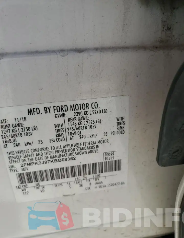 2FMPK3J97KBB08362 Photo# 12