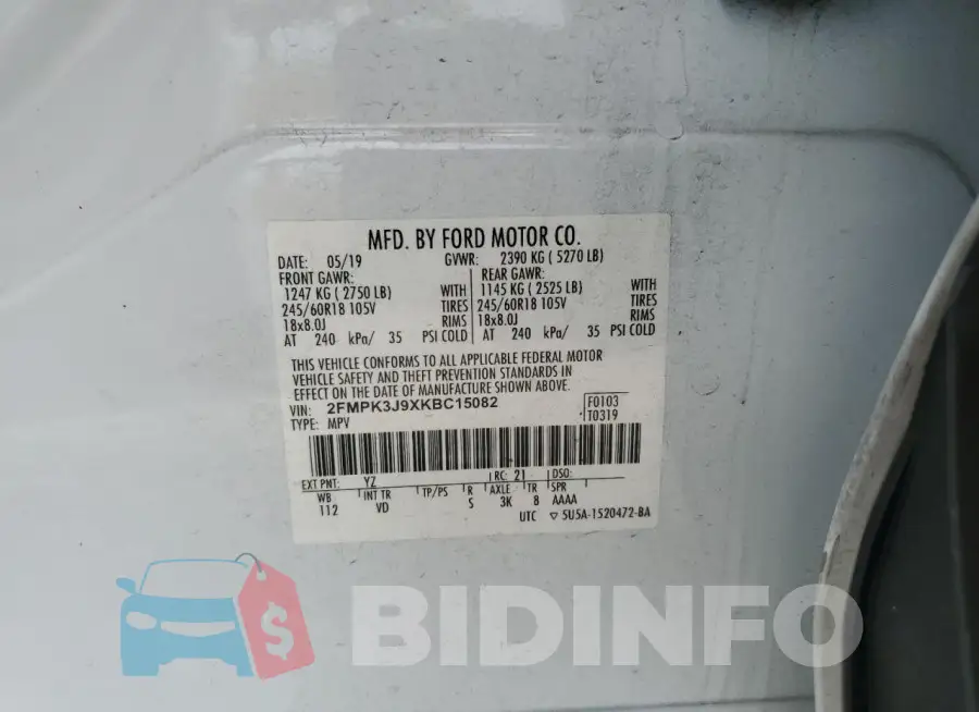 2FMPK3J9XKBC15082 Photo# 14