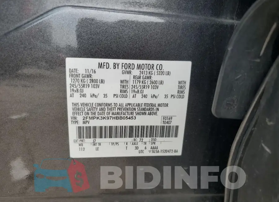 2FMPK3K97HBB05453 Photo# 12