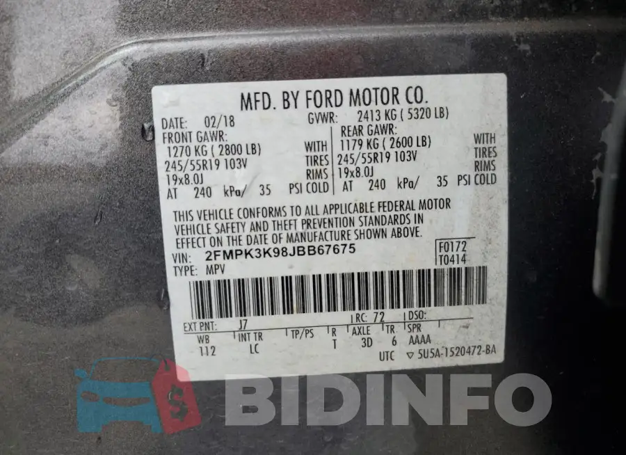 2FMPK3K98JBB67675 Photo# 13