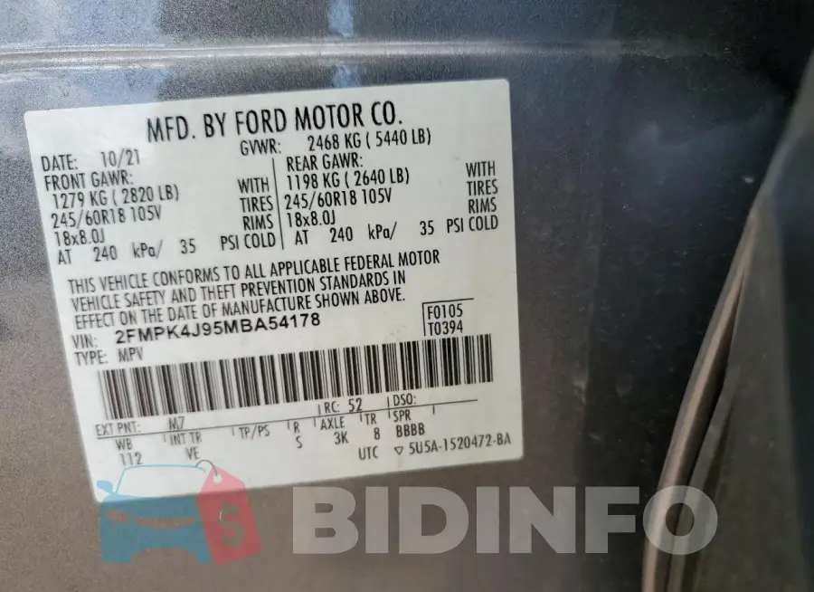 2FMPK4J95MBA54178 Photo# 13