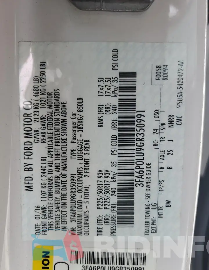 3FA6P0LU9GR350991 Photo# 12