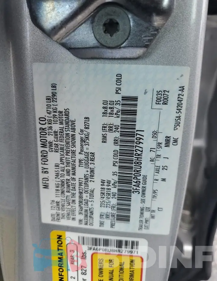 3FA6P0RU8HR279971 Photo# 12