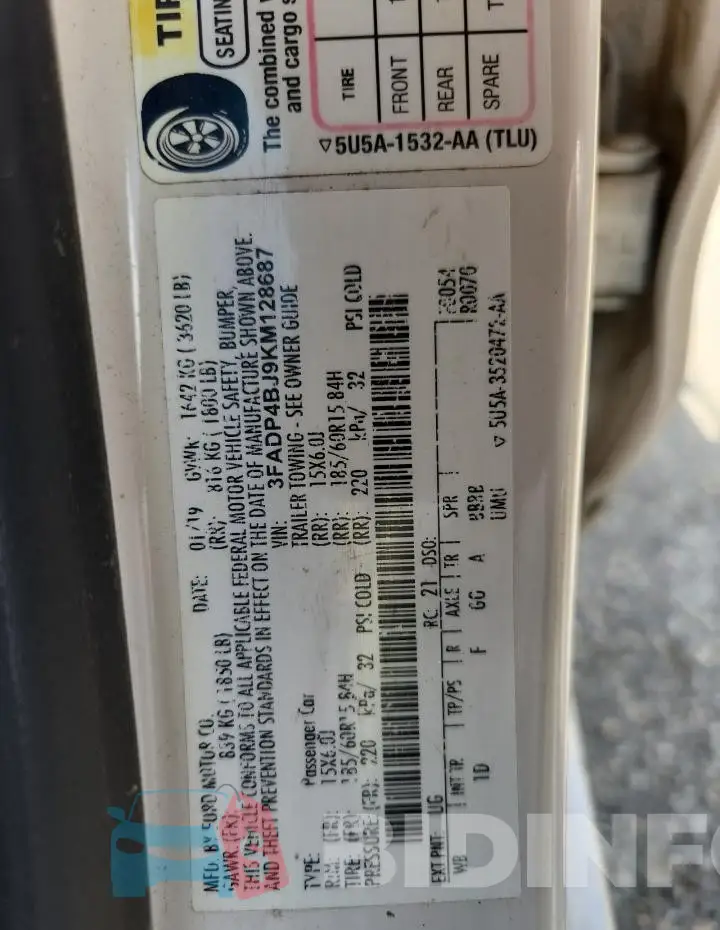 3FADP4BJ9KM128687 Photo# 12