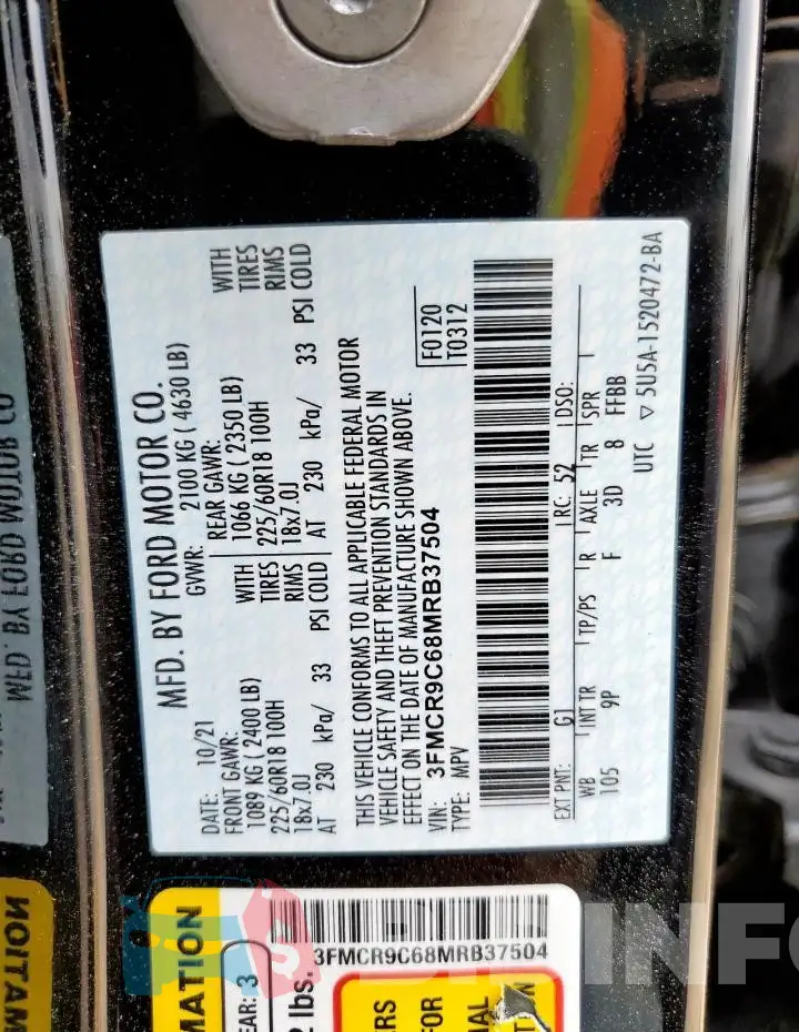 3FMCR9C68MRB37504 Photo# 14