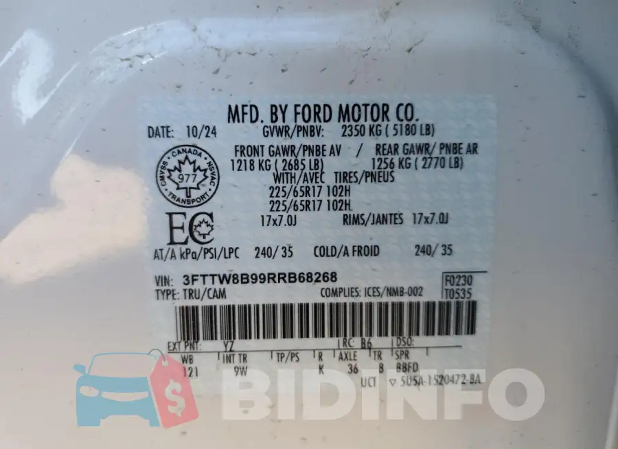 3FTTW8B99RRB68268 Photo# 13