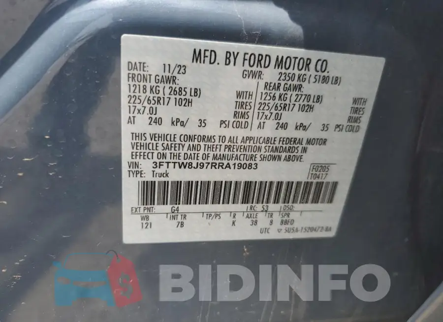3FTTW8J97RRA19083 Photo# 12