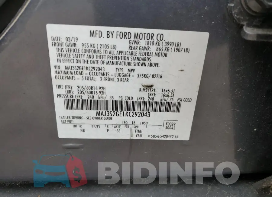 MAJ3S2GE1KC292043 Photo# 14