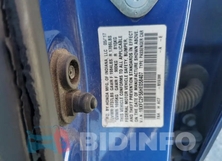 19XFC2F56HE058407 Photo# 12