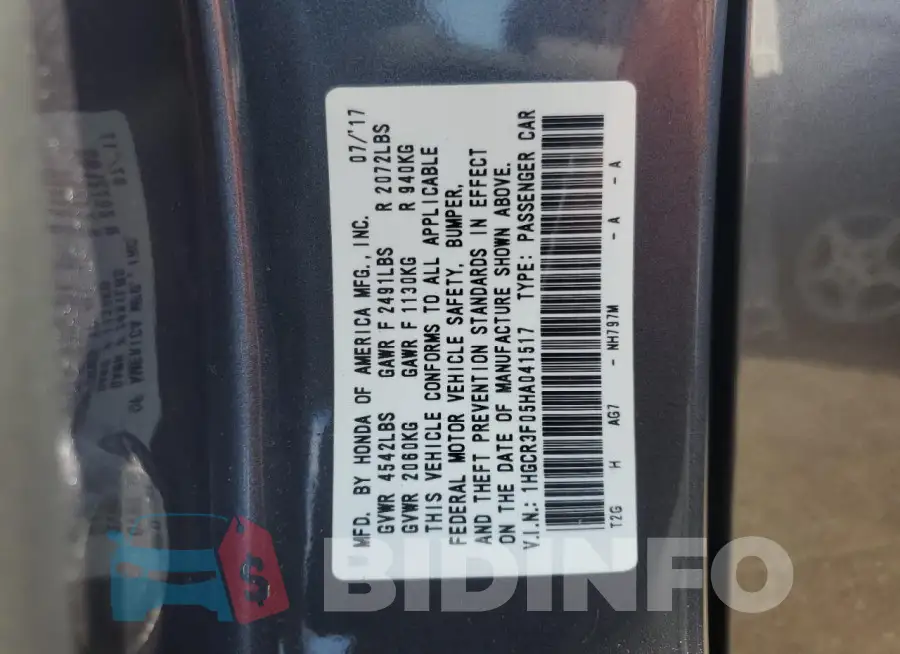 1HGCR3F05HA041517 Photo# 12