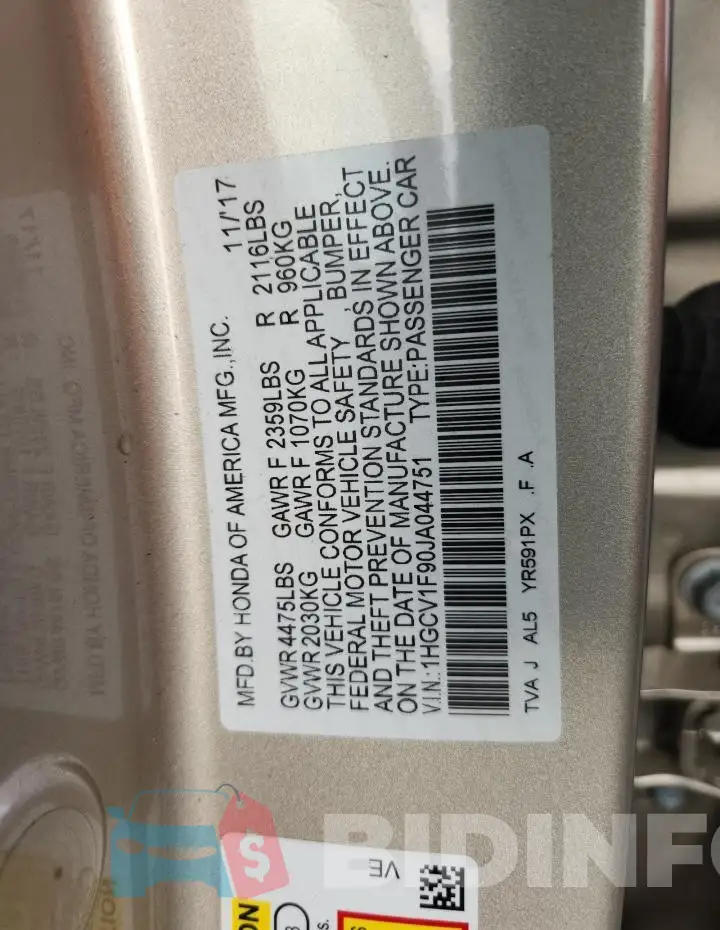 1HGCV1F90JA044751 Photo# 12