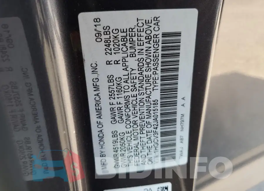 1HGCV3F42JA015185 Photo# 12
