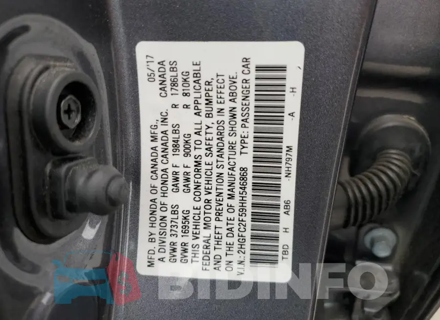 2HGFC2F59HH546868 Photo# 12