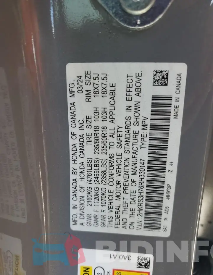 2HKRS3H76RH330147 Photo# 13