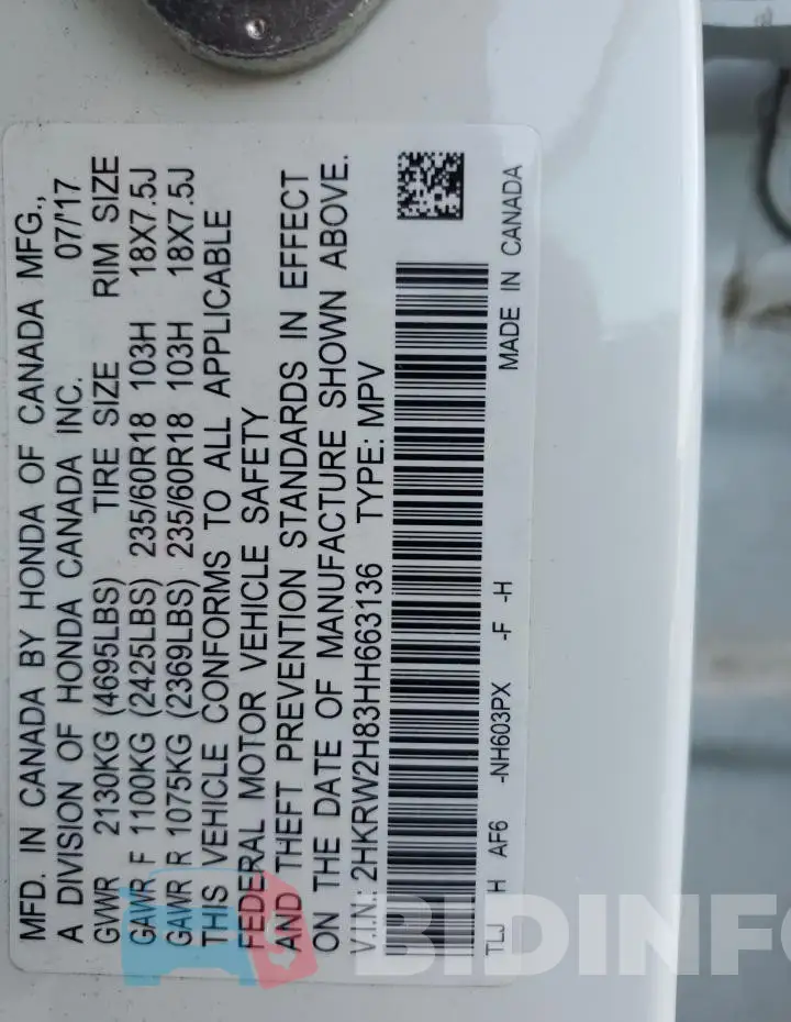2HKRW2H83HH663136 Photo# 12