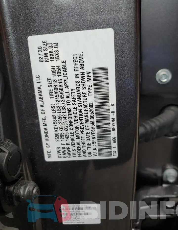 5FNYF6H56LB052002 Photo# 12