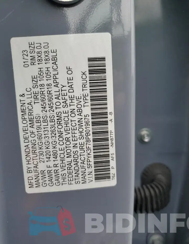 5FPYK3F78PB019675 Photo# 12