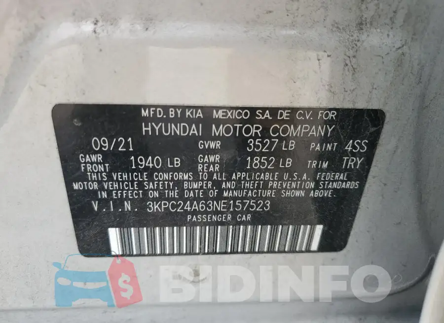 3KPC24A63NE157523 Photo# 12