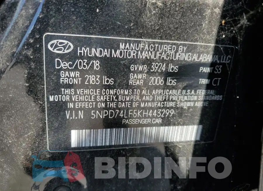 5NPD74LF5KH443299 Photo# 12