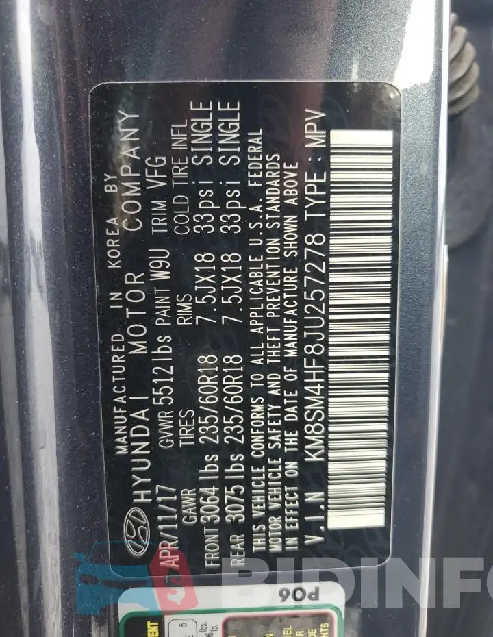 KM8SM4HF8JU257278 Photo# 14