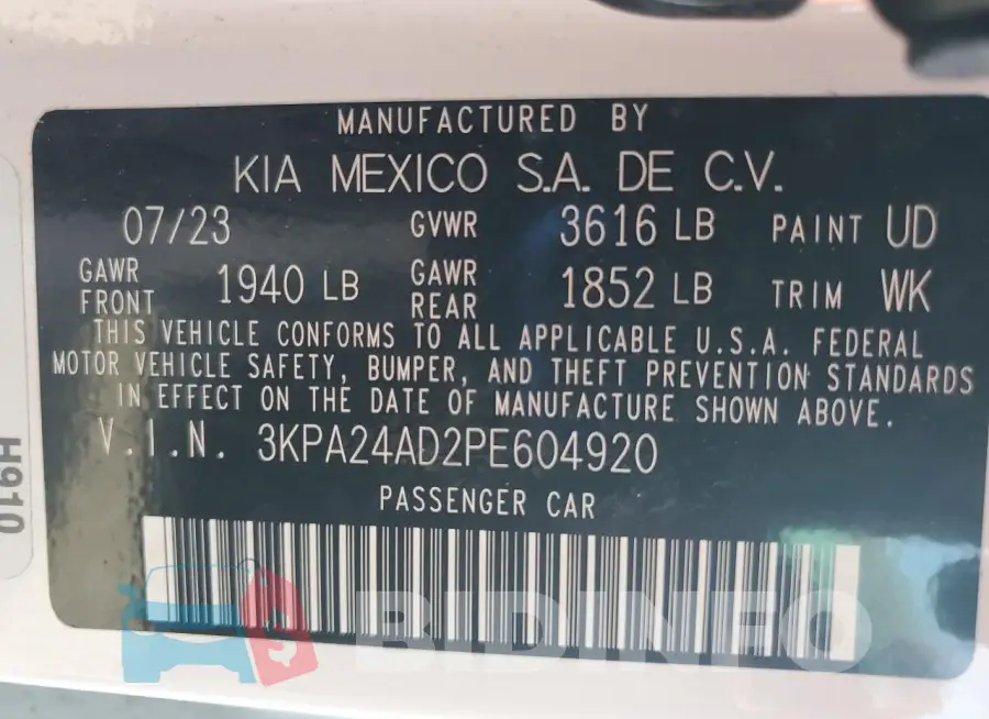 3KPA24AD2PE604920 Photo# 12