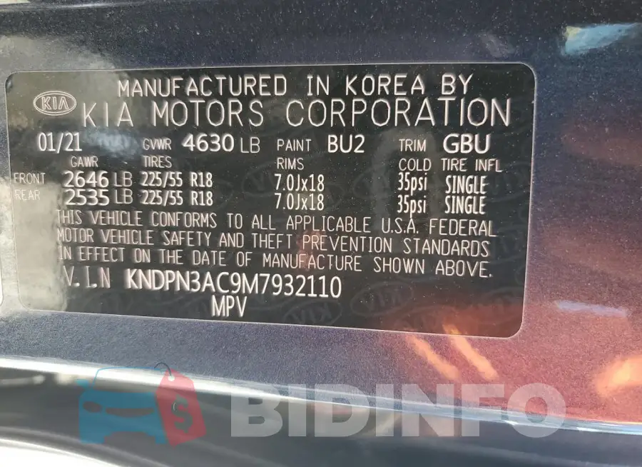 KNDPN3AC9M7932110 Photo# 13