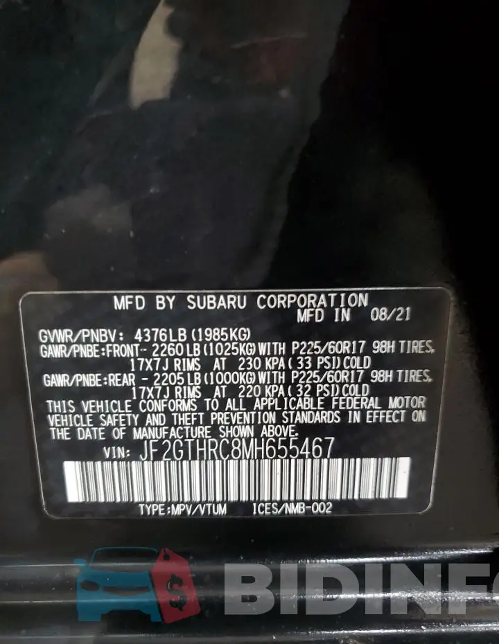 JF2GTHRC8MH655467 Photo# 14