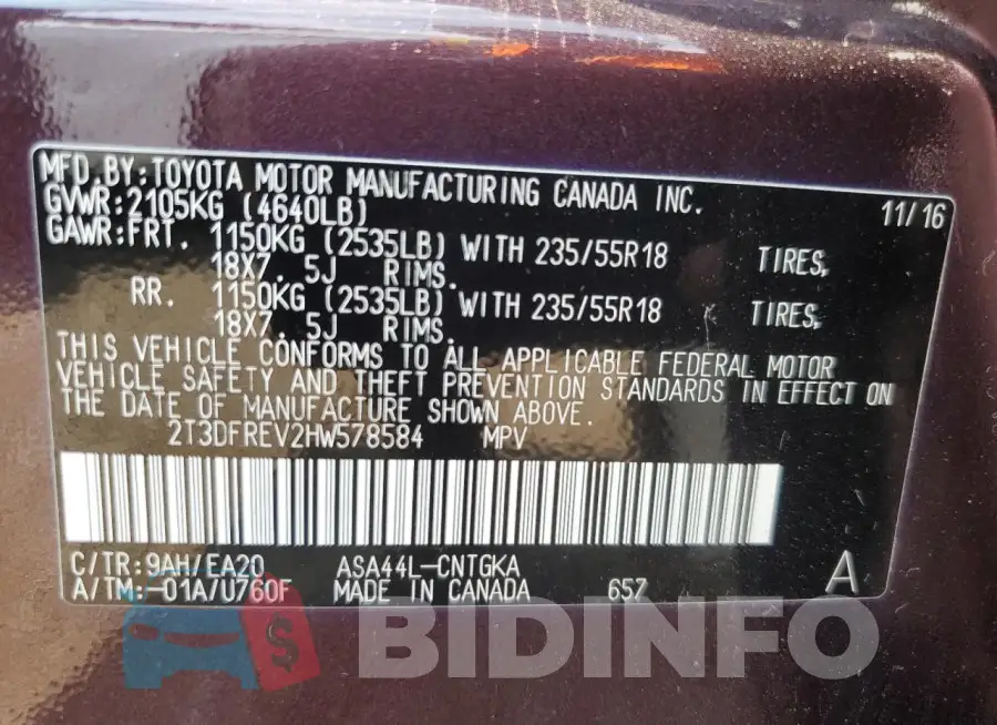 2T3DFREV2HW578584 Photo# 14
