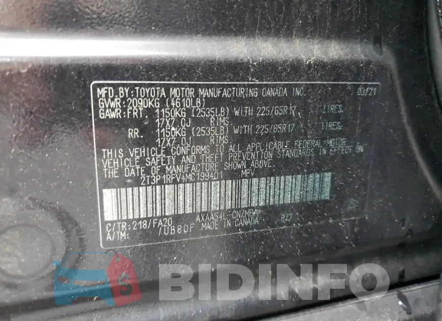 2T3P1RFV4MC199401 Photo# 14